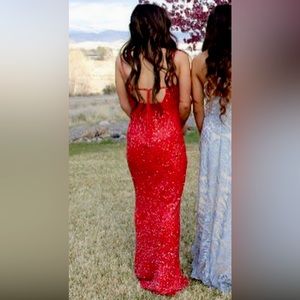 SCALA Fully Beaded Formal Dress Red Size S